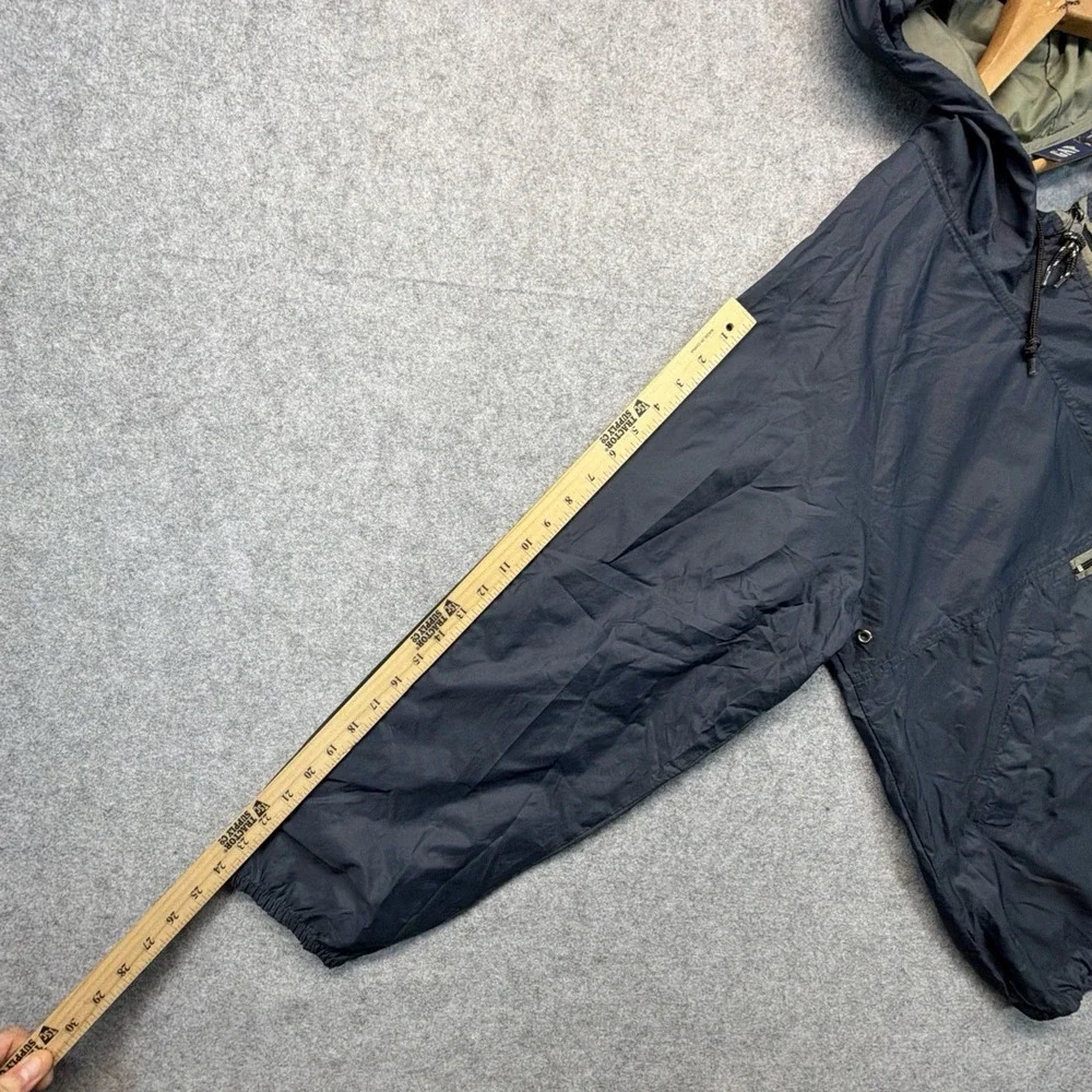 Vintage Gap Anorak Jacket Mens Medium Navy Blue Hooded Pullover 1/2 Zip Up